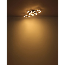 Stropní svítidlo, kov černý matný, plast černý matný, plast bílý, nastavitelné obdélníky, DxŠxV:614x195x90mm, včetně LED 20W 230V, zdroj 2000lm, výstup 1300lm, 3000K.