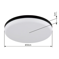Stropní svítidlo, plast černý, plast bílý, ø:300mm, V:50mm, včetně LED 18W 230V, zdroj 2000lm, výstup 1080lm, 4000K.
