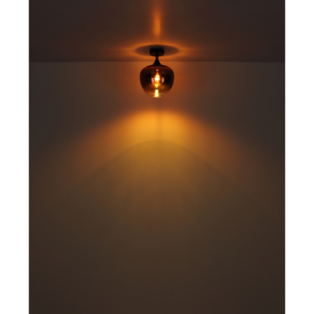 Závěsné svítidlo, kov černý, kov černý chrom, sklo měděné barvy, průhledné, textilní kabel černý, ø:290mm, V:1200mm, bez žárovky 1xE27,max. 60W 230V