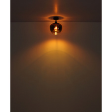 Závěsné svítidlo, kov černý, kov černý chrom, sklo měděné barvy, průhledné, textilní kabel černý, ø:240mm, V:1200mm, bez žárovky 1xE27,max. 60W 230V