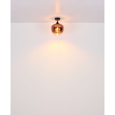 Závěsné svítidlo, kov černý, kov černý chrom, sklo měděné barvy, průhledné, textilní kabel černý, ø:240mm, V:1200mm, bez žárovky 1xE27,max. 60W 230V