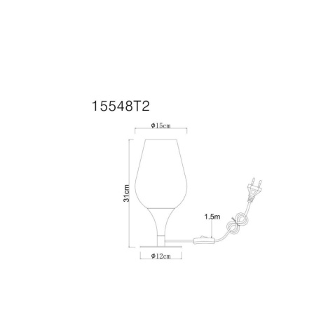 Stolní svítidlo, kov černý matný, sklo kouřové, čiré, kabel černý textil, kolébkový vypínač na kabelu, ø:150mm, V:205mm, délka kabelu 1500mm, bez žárovky 1xE27, max. 40W 230V