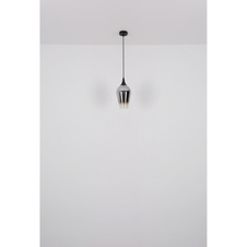 Závěsné svítidlo, kov černý, sklo měděné barvy, zlaté barvy, pochromované, textilní kabel černý, možnost zkrácení výšky, DxŠxV 830x180x1200mm, bez žárovek 3xE27,max. 60W 230V