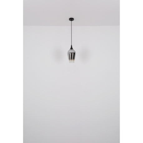 Stolní svítidlo, kov černý, sklo zlaté barvy, průhledné, textilní kabel černý, kolébkový vypínač na kabelu, ø:150mm, V:310mm, délka kabelu 1500mm, bez žárovky 1xE27, max. 40W 230V