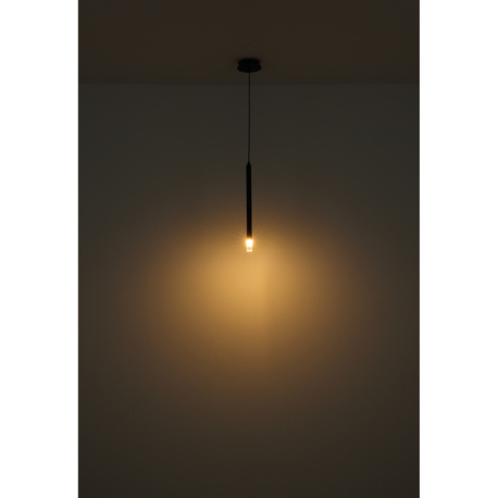 Závěsné svítidlo, kov černý, akryl satinovaný, čirý, kabel PVC černý, ø:120mm, V:1200mm, bez žárovky 1xG9 LED, Max. 4W 230V