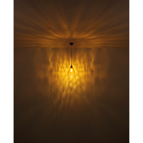 Závěsné svítidlo, kov černý, sklo jantarové, průhledné, kov mosazný matný, kabel PVC černý, možnost zkrácení výšky, ø:150mm, V:1200mm, bez žárovky 1xE27,max. 60W 230V