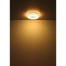 Stropní svítidlo, kov bílý, plast bílý se třpytivým efektem, chromový kroužek, ø:380mm, V:65mm, včetně LED 24W 230V, zdroj 2500lm, výstup 1400lm, 3000K