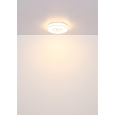 Stropní svítidlo, kov bílý, plast bílý se třpytivým efektem, chromový kroužek, ø:380mm, V:65mm, včetně LED 24W 230V, zdroj 2500lm, výstup 1400lm, 3000K