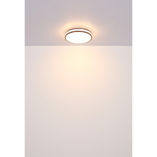 Stropní svítidlo, kov bílý, plast v barvě kávy, plast bílý, stmívatelné, fixace barev, změna a fixace RGB barev, paměťová funkce, noční světlo, dál. ovládání, ø:340mm, V:70 mm, LED 18W 230V, 50-950lm, 2700-6000K, RGB LED 5W 230V