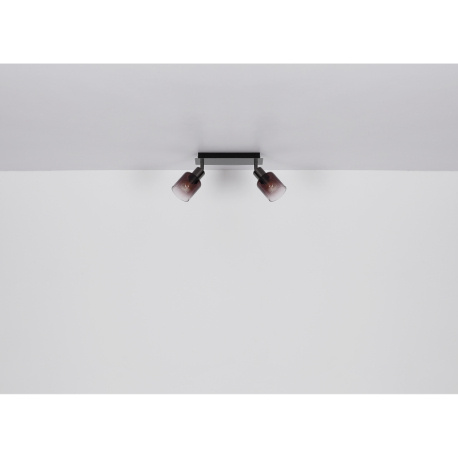 Stropní svítidlo, kov černý chrom, sklo měděné barvy a průhledné, DxŠxV:400x80x180mm, bez žárovek 3xE14, max. 40W 230V