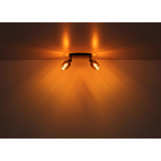 Stropní svítidlo, kov černý chrom, sklo měděné barvy a průhledné, DxŠxV:550x80x180mm, bez žárovek 4xE14, max. 40W 230V