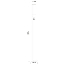 Venkovní svítidlo, nerezová ocel, plast bílý, IP44, senzor: 90°, dosah 9m, Ø13cm, V:110cm, bez žárovky 1xE27, max. 30W 230V.