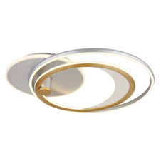 Stropní svítidlo, hliník stříbrný a zlatý, akryl čirý, plast bílý, stmívatelné, několik úrovní pomocí nástěnného vypínače, paměť, polohovatelné, dál.ovládání, DxŠxV:810x510x110mm, prstenec ø:51cm a 40cm, LED 40W 230V 300-1684lm 2700-6500K
