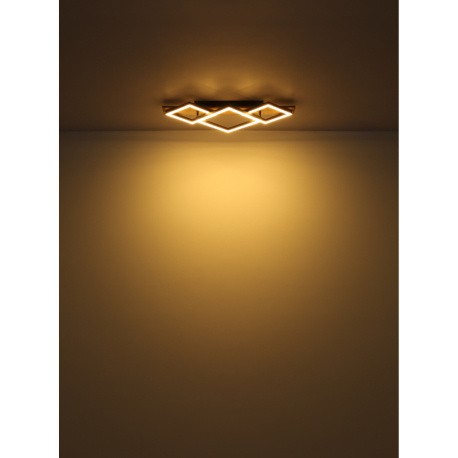 Stropní svítidlo, černý matný kov, MDF šedý, plast v barvě šampaň, plast bílý, DxŠxV:540x312x75mm, včetně LED 24W 230V, 2900lm zdroj, 1020lm výstup, 3000K