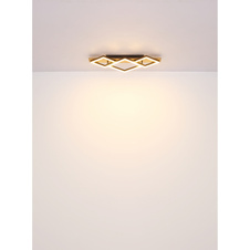 Stropní svítidlo, černý matný kov, MDF šedý, plast v barvě šampaň, plast bílý, DxŠxV:540x312x75mm, včetně LED 24W 230V, 2900lm zdroj, 1020lm výstup, 3000K