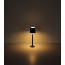 Nabíjecí stolní lampa, kov černý, plast černý a bílý, dotykové zapnutí/vypnutí, plynulá regulace dotykového stmívače, paměť, aku CR18650 1800mAh 3,7V, IP44, ø:106mm H:360mm, V:36cm nebo 24cm, LED 3W 230V, zdroj 300lm, výstup 130lm, 3000K