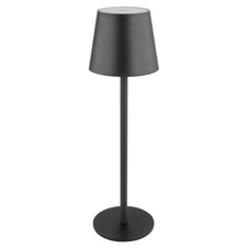Nabíjecí stolní lampa, kov černý, plast černý a bílý, dotykové zapnutí/vypnutí, plynulá regulace dotykového stmívače, paměť, aku CR18650 1800mAh 3,7V, IP44, ø:106mm H:360mm, V:36cm nebo 24cm, LED 3W 230V, zdroj 300lm, výstup 130lm, 3000K