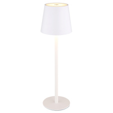 Nabíjecí stolní lampa, kov a plast bílý, kabel PVC bílý, dotykové zapnutí/vypnutí, plynulý dotykový stmívač, paměť, aku CR18650 1800mAh 3,7V, IP44, ø:106mm, H:360mm, V:36cm nebo 24cm, včetně LED 3W 230V, zdroj 300lm, výstup 130lm, 3000K