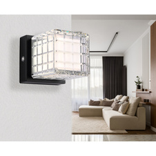 Nabíjecí stolní lampa, kov černý, akryl čirý, satinovaný povrch, černý PVC kabel, dotykové zapnutí/vypnutí, plynulé dotykové stmívání, možnost montáže na zeď, aku CR18650 1800mAh 3,7V, DxŠxV:100x100x100mm, LED 2,5W 5V 206lm 2700/6500/4000K