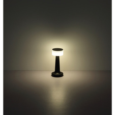 Nabíjecí stolní lampa, plast černý a bílý, dotykové zapnutí/vypnutí, plynulé dotykové stmívání, aku CR18650 800mAh 3,7V, doba nabíjení cca 2 hod., ø:95mm, V:215mm, délka kabelu 1500mm, včetně LED 1W 230V, výstup 55lm, 2700/6500/4000K