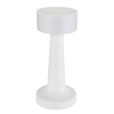 Nabíjecí stolní lampa, plast bílý, dotykové zapnutí/vypnutí, plynulé dotykové stmívání, aku CR18650 800mAh 3,7V, doba nabíjení cca 2 hod., ø:95mm, V:215mm, délka kabelu 1200mm, včetně LED 1W 230V, výstup 55lm, 2700/6500/4000K