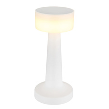 Nabíjecí stolní lampa, plast bílý, dotykové zapnutí/vypnutí, plynulé dotykové stmívání, aku CR18650 800mAh 3,7V, doba nabíjení cca 2 hod., ø:95mm, V:215mm, délka kabelu 1200mm, včetně LED 1W 230V, výstup 55lm, 2700/6500/4000K