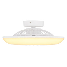 Ventilátor kov bílý, plast bílý, několik úrovní přes nástěnný vypínač, 3 úrovně: světlo/ventilátor/obě, výkon motoru 5W, 7m², ø:300mm V:120mm, LED 18W 230V, zdroj 2100lm, výstup 1400lm, 3000K