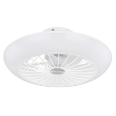 Ventilátor kov bílý, plast bílý, několik úrovní přes nástěnný vypínač, 3 úrovně: světlo/ventilátor/obě, výkon motoru 5W, 7m², ø:300mm V:120mm, LED 18W 230V, zdroj 2100lm, výstup 1400lm, 3000K