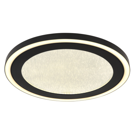 Stropní svítidlo, kov černý matný, plast černý matný/bílý, několik úrovní pomocí nástěnného vypínače, paměť, úrovně svícení: 1.vnitřní světlo, 2.vnější prstenec, 3.obojí dohromady, Ø:34cm, V:4cm, LED 24W 230V, zdroj 2900lm, výstup 500lm, 4000K