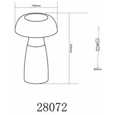 Nabíjecí stolní lampa, čirý plast, stříbrný kov, dotek. zap./vyp., plynulá regulace dotek. stmívačem, baterie CR18650 800 mAh, 3,7V, nabíjení 4h, svícení 6h, svítí i během nabíjení, ø:15cm, výška:25cm, LED 1,5W 5V, zdroj 70lm, výstup 52lm, CCT 2700/4