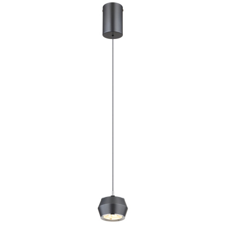 Závěsné svítidlo, kov/hliník šedý matný, akryl bílý, chromový kroužek, kabel PVC černý, ø: 10cm, výška: 180cm, nastavitelná výška od 50-180cm, LED 6W 230V, zdroj 700lm, výstup 300lm, 3000K