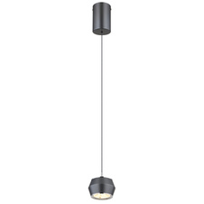 Závěsné svítidlo, kov/hliník šedý matný, akryl bílý, chromový kroužek, kabel PVC černý, ø: 10cm, výška: 180cm, nastavitelná výška od 50-180cm, LED 6W 230V, zdroj 700lm, výstup 300lm, 3000K