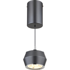 Závěsné svítidlo, kov/hliník šedý matný, akryl bílý, chromový kroužek, kabel PVC černý, ø: 10cm, výška: 180cm, nastavitelná výška od 50-180cm, LED 6W 230V, zdroj 700lm, výstup 300lm, 3000K