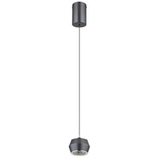 Závěsné svítidlo, kov/hliník šedý matný, akryl bílý, chromový kroužek, kabel PVC černý, ø: 10cm, výška: 180cm, nastavitelná výška od 50-180cm, LED 6W 230V, zdroj 700lm, výstup 300lm, 3000K