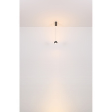 Závěsné svítidlo, kov/hliník šedý matný, akryl bílý, chromový kroužek, kabel PVC černý, ø: 10cm, výška: 180cm, nastavitelná výška od 50-180cm, LED 6W 230V, zdroj 700lm, výstup 300lm, 3000K