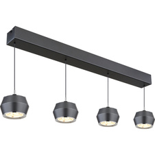 Závěsné svítidlo, kov/hliník šedý matný, akryl bílý, chromový kroužek, kabel PVC černý, DxŠxV: 81x10x180cm, výškově nastavitelné od 50-180 cm, LED 24W 230V, zdroj 2900lm, výstup 1000lm, 3000K