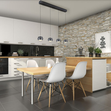 Závěsné svítidlo, kov/hliník šedý matný, akryl bílý, chromový kroužek, kabel PVC černý, DxŠxV: 81x10x180cm, výškově nastavitelné od 50-180 cm, LED 24W 230V, zdroj 2900lm, výstup 1000lm, 3000K