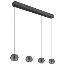 Závěsné svítidlo, kov/hliník šedý matný, akryl bílý, chromový kroužek, kabel PVC černý, DxŠxV: 81x10x180cm, výškově nastavitelné od 50-180 cm, LED 24W 230V, zdroj 2900lm, výstup 1000lm, 3000K