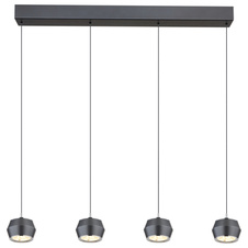 Závěsné svítidlo, kov/hliník šedý matný, akryl bílý, chromový kroužek, kabel PVC černý, DxŠxV: 81x10x180cm, výškově nastavitelné od 50-180 cm, LED 24W 230V, zdroj 2900lm, výstup 1000lm, 3000K