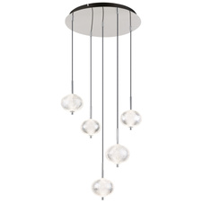Závěsné svítidlo, pochromovaný kov, čirý akryl, černý PVC kabel, několik úrovní pomocí nástěnného spínače, paměťová funkce, možnost zkrácení výšky, ø: 57cm, výška: 150cm, LED 33 W 230 V, zdroj 3725 lm, výstup 2704 lm, CCT 3000/4500/6500K