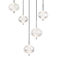 Závěsné svítidlo, pochromovaný kov, čirý akryl, černý PVC kabel, několik úrovní pomocí nástěnného spínače, paměťová funkce, možnost zkrácení výšky, ø: 57cm, výška: 150cm, LED 33 W 230 V, zdroj 3725 lm, výstup 2704 lm, CCT 3000/4500/6500K