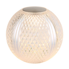 Nabíjecí stolní lampa, čirý akryl, plast nikl matný, černý PVC kabel, dotykové zapínání/vypínání, plynulý dotykový stmívač, paměť, baterie CR18650 1800mAh, 3,7V, nabíjení cca 4h, svícení 4-6h., ø: 12cm, LED 2W 230V, zdroj 180lm, výstup 85lm, 3000K