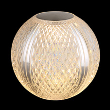 Nabíjecí stolní lampa, čirý akryl, plast nikl matný, černý PVC kabel, dotykové zapínání/vypínání, plynulý dotykový stmívač, paměť, baterie CR18650 1800mAh, 3,7V, nabíjení cca 4h, svícení 4-6h., ø: 12cm, LED 2W 230V, zdroj 180lm, výstup 85lm, 3000K