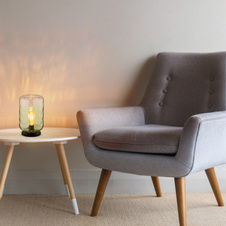 Stolní lampa, kov černý matný, sklo zelené/čiré, kabel PVC černý, kolébkový vypínač na kabelu, ø: 19cm, výška: 33cm, délka kabelu 150cm, bez žárovky 1xE27, max. 60W 230V