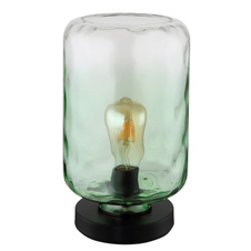 Stolní lampa, kov černý matný, sklo zelené/čiré, kabel PVC černý, kolébkový vypínač na kabelu, ø: 19cm, výška: 33cm, délka kabelu 150cm, bez žárovky 1xE27, max. 60W 230V