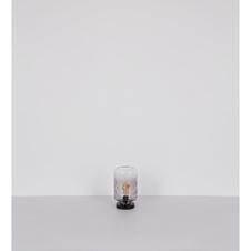 Stolní lampa, kov černý matný, sklo kouřové/čiré, kabel PVC černý, kolébkový vypínač na kabelu, ø: 19cm, výška: 33cm, délka kabelu 150cm, bez žárovky 1xE27, max. 60W 230V