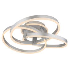 Stropní svítidlo, broušený hliník, kov šedý mat, akryl bílý mat, stmívatelné, několik úrovní pomocí nástěnného vypínače, paměť, noční světlo, dálkové ovládání, DxŠxV:60x57,5x20cm, LED 56W 230V, zdroj 688-649 6000K