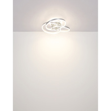 Stropní svítidlo, broušený hliník, kov šedý mat, akryl bílý mat, stmívatelné, několik úrovní pomocí nástěnného vypínače, paměť, noční světlo, dálkové ovládání, DxŠxV:60x57,5x20cm, LED 56W 230V, zdroj 688-649 6000K