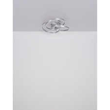 Stropní svítidlo, broušený hliník, kov šedý mat, akryl bílý mat, stmívatelné, několik úrovní pomocí nástěnného vypínače, paměť, noční světlo, dálkové ovládání, DxŠxV:60x57,5x20cm, LED 56W 230V, zdroj 688-649 6000K