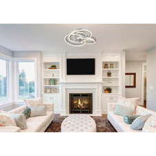 Stropní svítidlo, broušený hliník, kov šedý mat, akryl bílý mat, stmívatelné, několik úrovní pomocí nástěnného vypínače, paměť, noční světlo, dálkové ovládání, DxŠxV:60x57,5x20cm, LED 56W 230V, zdroj 688-649 6000K